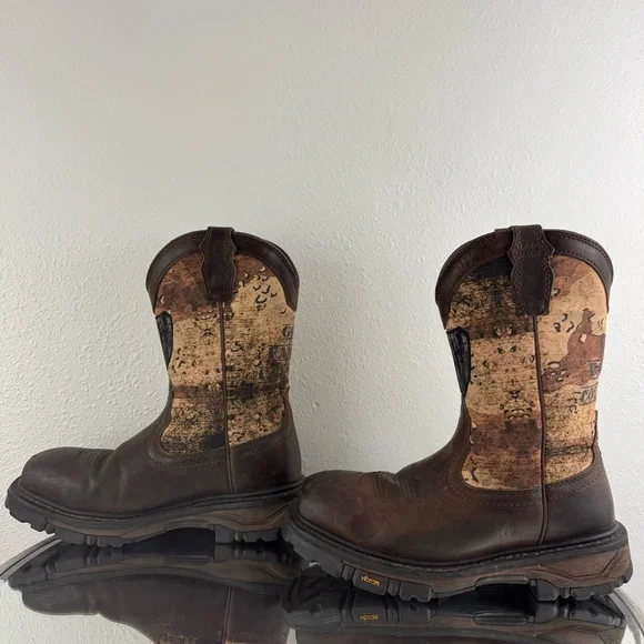 !SOLD! CODY JAMES Brown Leather Camo Flag Vibram Decimator Comp Toe Work Boots - Picture 7 of 13